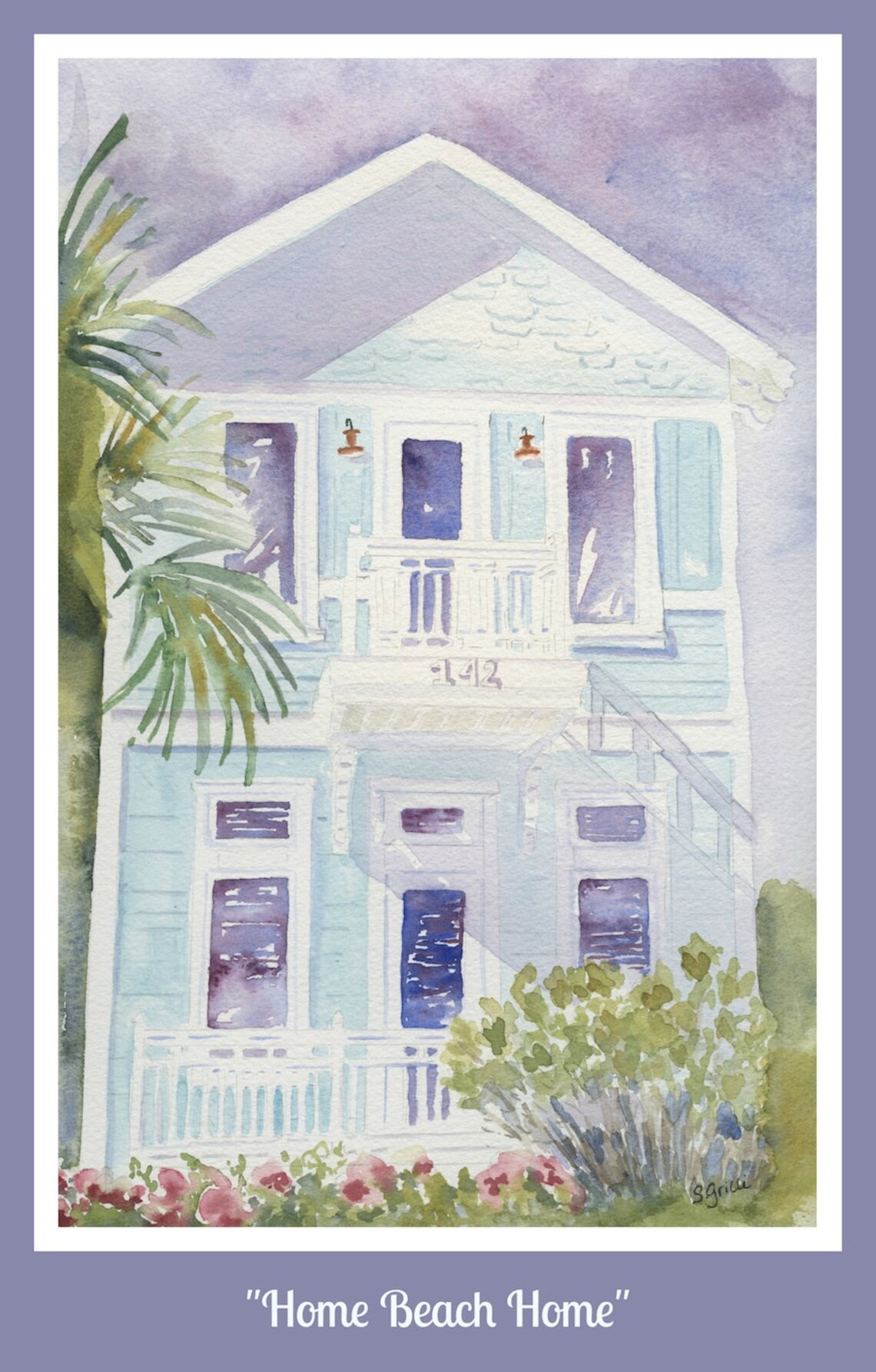 Beach House Paintings Custom Watercolor Home Portrait Etsy