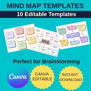 Editable Mind Map Templates | Canva Graphic Organizers | Digital Brainstorming Templates for Students & Teachers