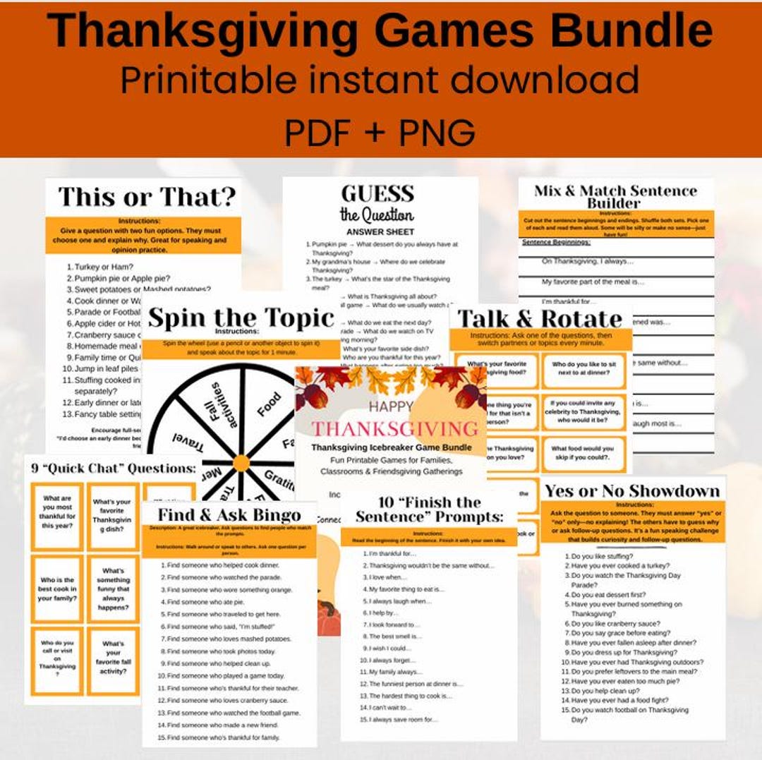 Thanksgiving Family Games, Printable, Fun Thanksgiving Dinner ...