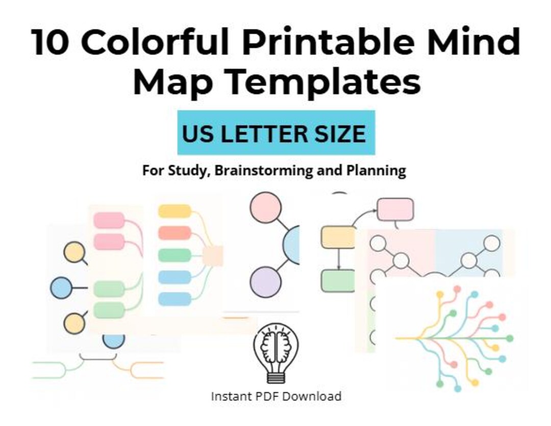 Colorful Mind Map Templates Printable | Study Planner PDF ...