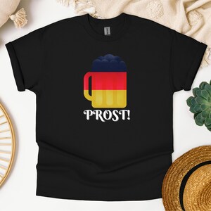 Prost ! T-shirt unisexe allemand, cadeau amateur de bière, chemise de fête de l'Oktoberfest, vêtements de festival de l'Allemagne, t-shirt drôle de drapeau européen