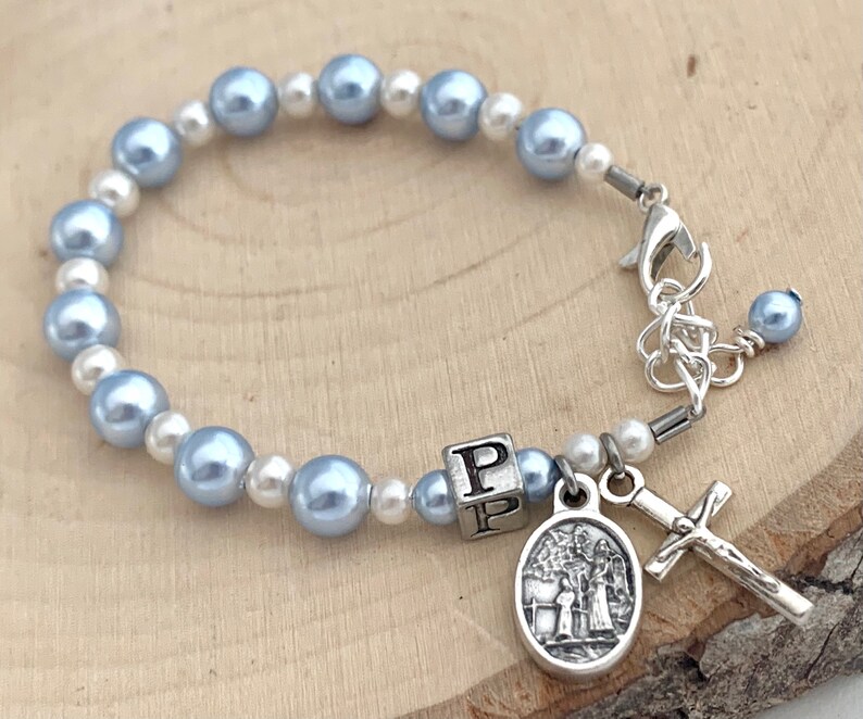 Catholic Boy Personalized Baptism Rosary Bracelet With Etsy