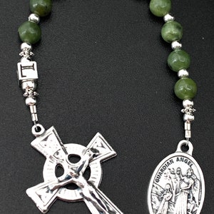 Irish Baby Boy&#39;s Baptism Personalized Connemara Marble Chaplet