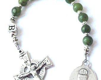 Irish Boy's Personalized First Communion Connemara Marble Chaplet