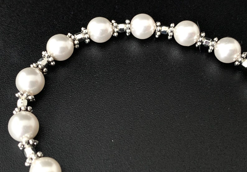 Irish Catholic Communion Rosary Bracelet with Swarovski Pearls and Sterling Silver image 3