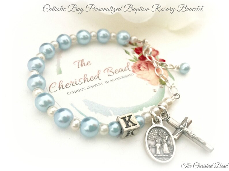 Catholic Boy Personalized Baptism Rosary Bracelet With Etsy