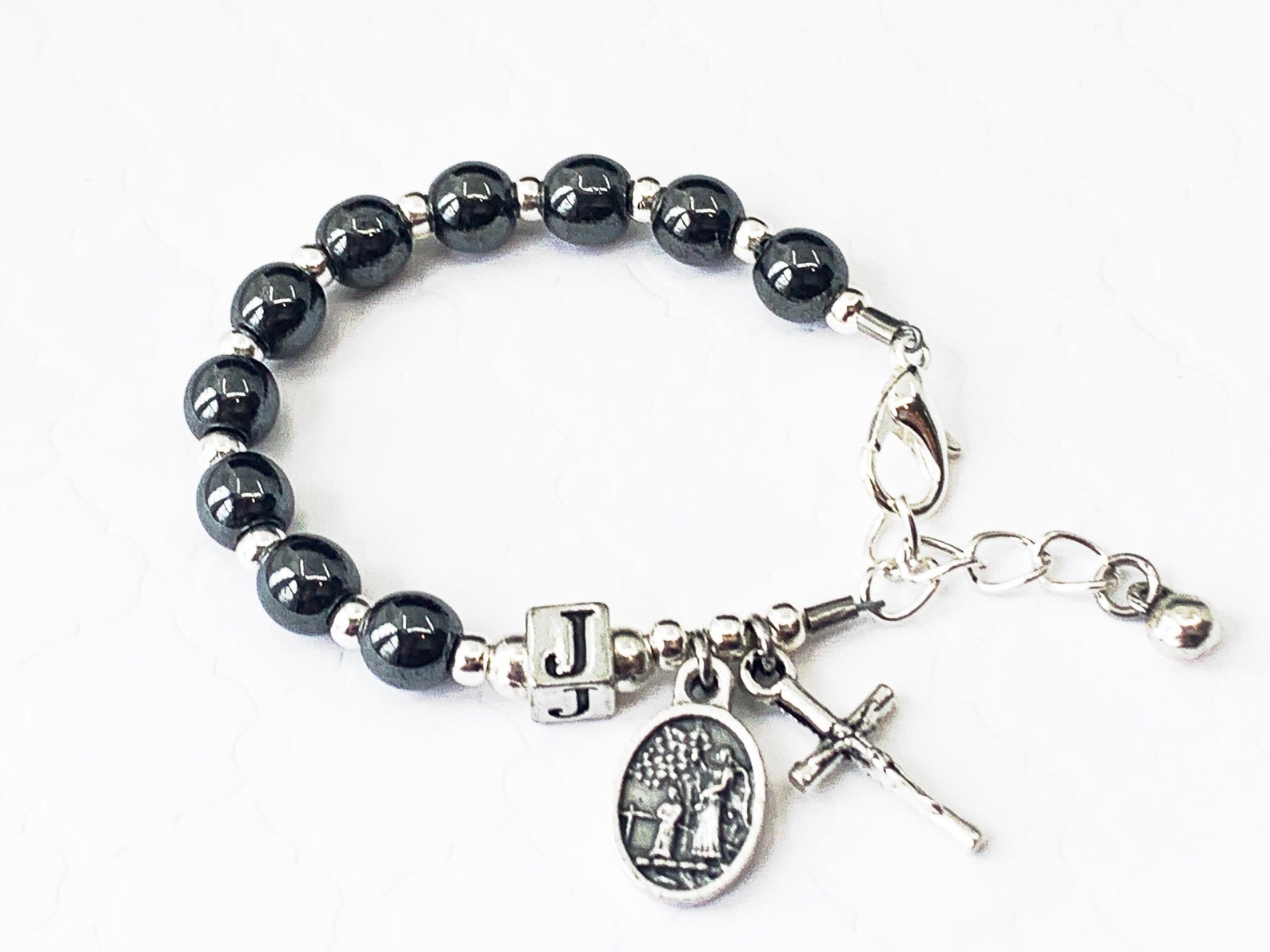 Catholic Boy Gemstone & Sterling Silver Baptism Rosary Etsy