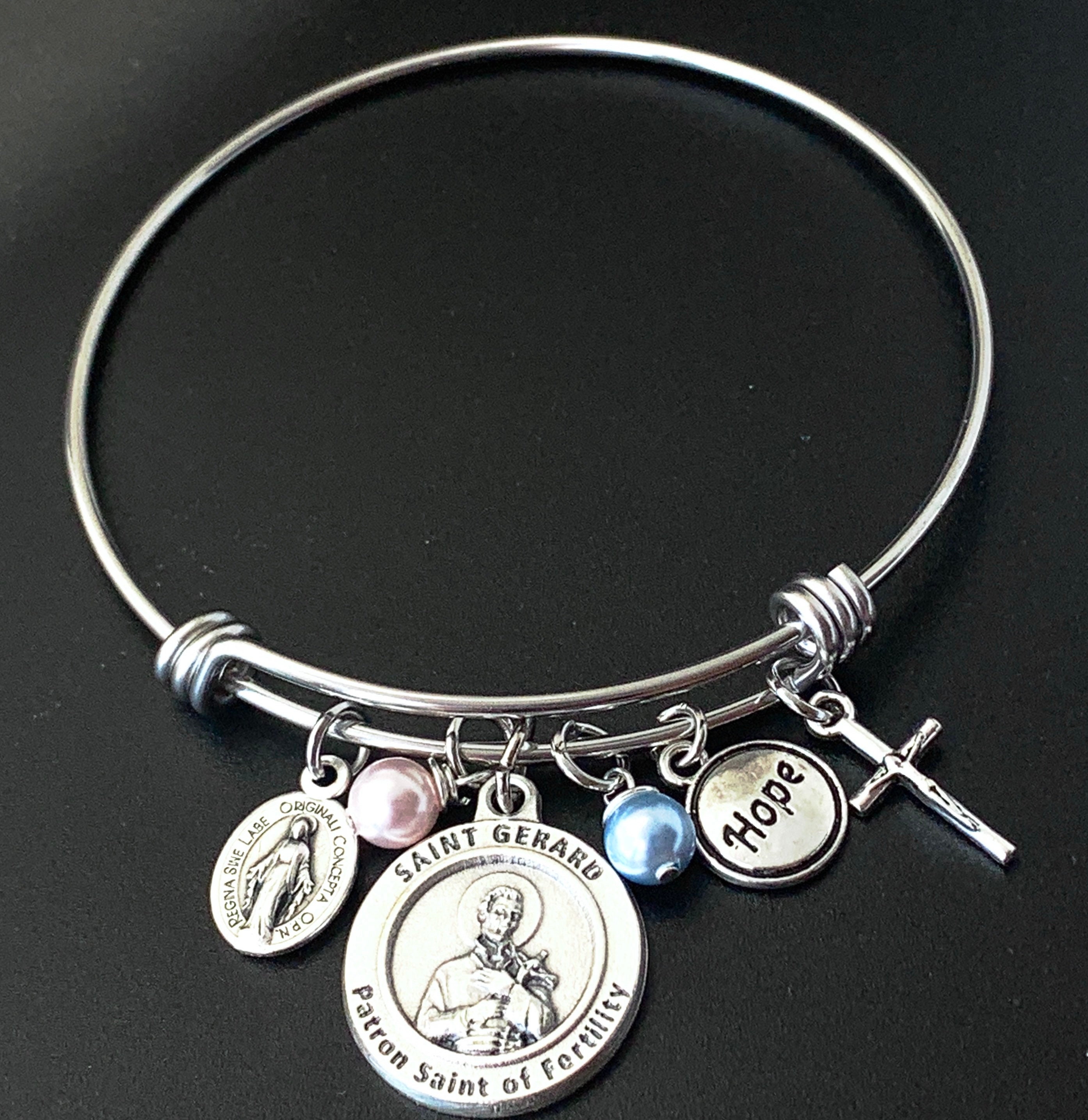 Saint Gerard Fertility/Motherhood Saint Catholic Bangle Bracelet with…