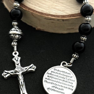 Archangel Michael Catholic Gemstone Chaplet With Black Onyx Gemstone Beads & Silver Patron Saint for All Military/Police Pocket Rosary image 3