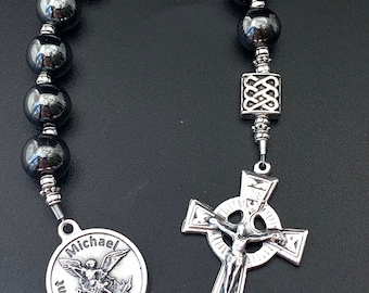 Irish Chaplet with St. Michael Medal and Celtic Crucifix