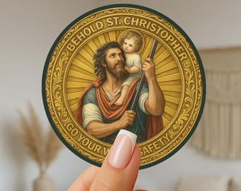 St Christopher Travel Protection Sticker: Religious Car/Laptop Decal