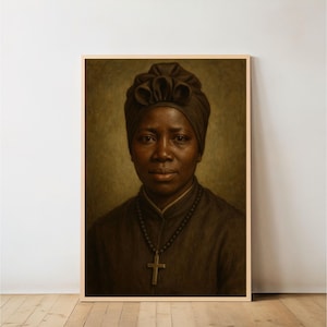 Heilige Bakhita katholische Wand Kunst druckbare afrikanische Heilige Porträt Christian Wohnkultur schwarze Heilige religiöses digitales Geschenk
