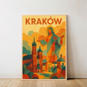 Krakow Travel Poster: Vintage Church Art Print