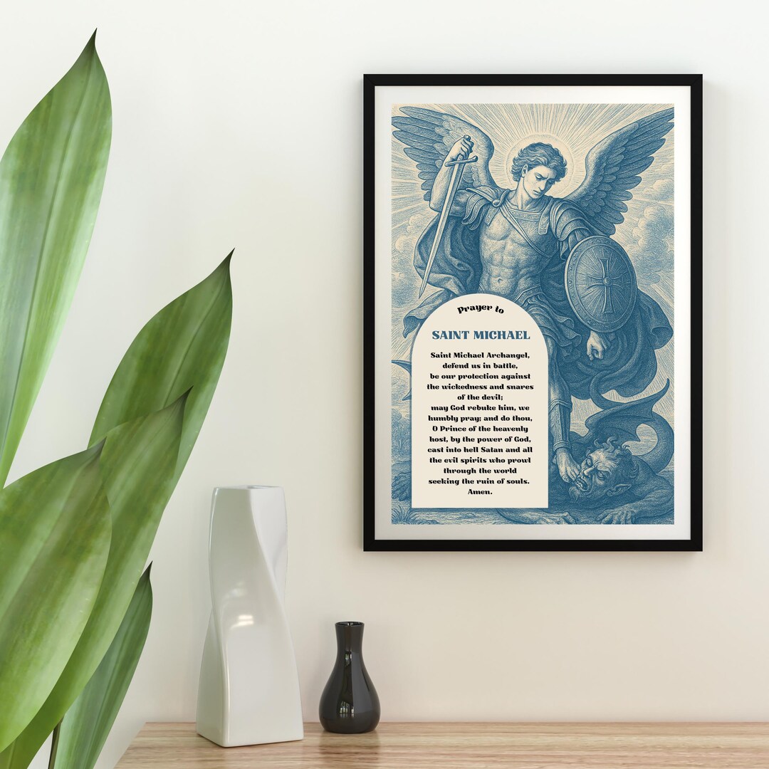 Archangel St Michael Prayer Fine Art Posters, Printable Christian Wall ...