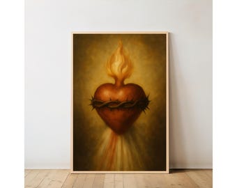 Sacred Heart of Jesus Print: Catholic Divine Mercy Rays Christian Wall Art (Digital Download