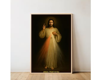 Divine Mercy Jesus Print, Full Length Catholic Christian Wall Art (Digital Download)