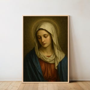 Blessed Virgin Mary Renaissance Style Digital Download | Classic Religious Wall Art Catholic Home Decor Vintage Sacred Icon Print