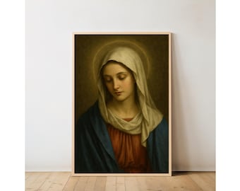 Blessed Virgin Mary Renaissance Art Print: Catholic Home Decor Christian Wall Art (Digital Download)