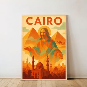 Cairo Travel Poster: Vintage Church Wall Art, Religious Home Decor