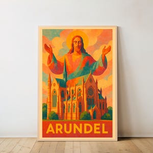 Arundel Church Vintage Art Poster: Religious Home Decor
