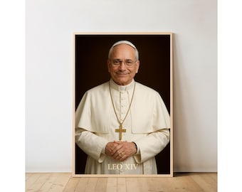 Pope Leo Digital Portrait: Catholic Christian Wall Art Print, Home Decor Faith Gift, Spiritual portrait (Digital Download)