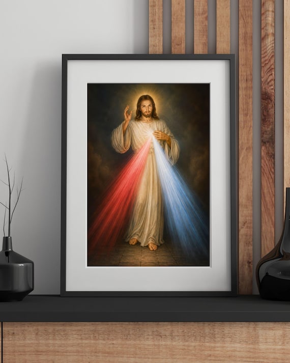 Divine Mercy Jesus Wall Art Printable, Catholic Decor with I Trust In You' Design