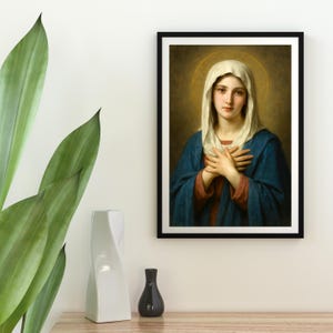 Virgin Mary Catholic Art Poster Vintage Religious Wall Art Print Mary Mother of Jesus Home Decor Gift for Faith Lovers