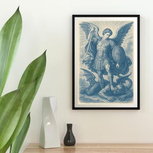 Archangel St Michael Satin Poster - Divine Protection Artwork, Home Decor, Spiritual Gift, Wall Art, Unique Gift Idea