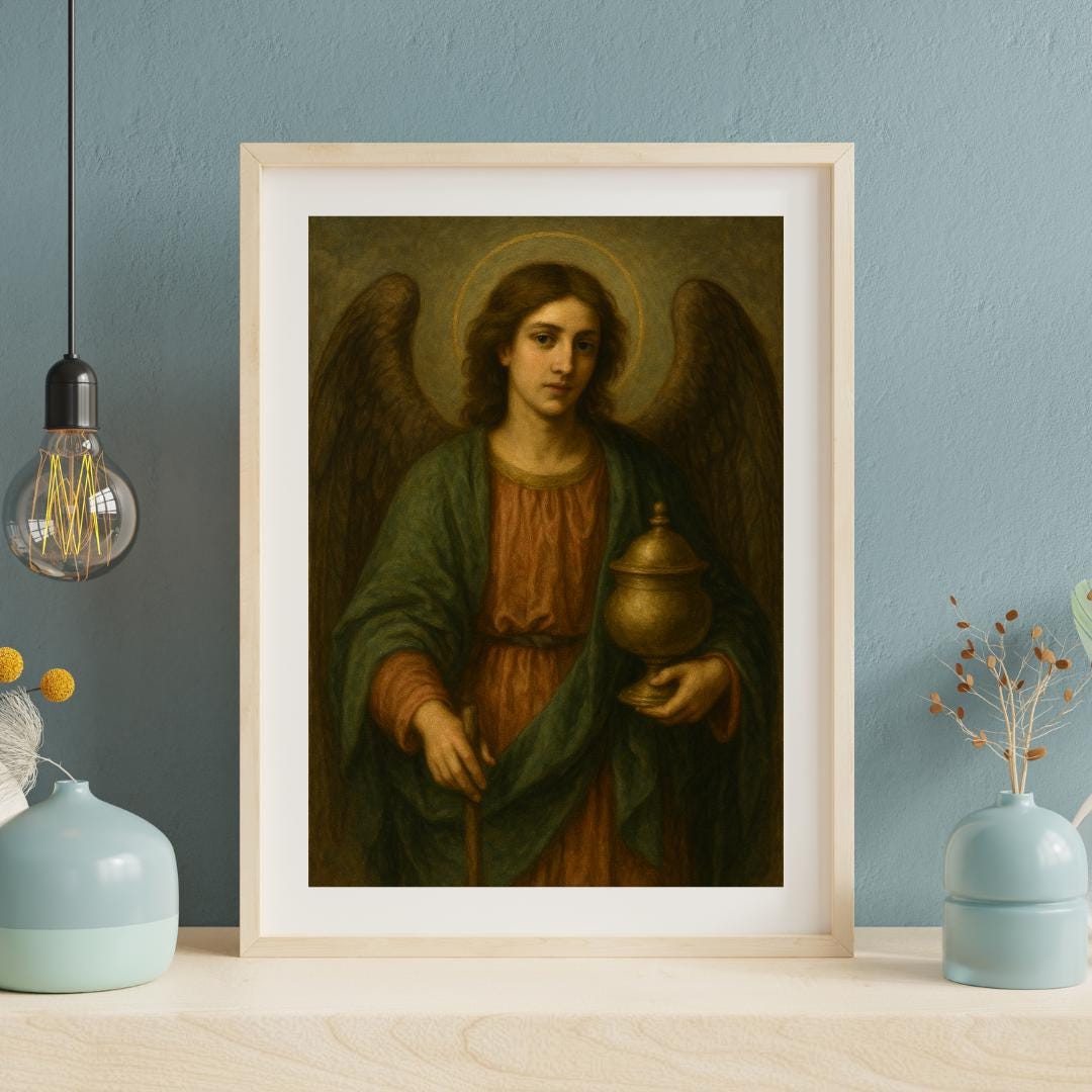 Archangel Raphael Digital Wall Art Printable | Healing Angel Religious ...