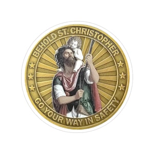 St Christopher Medal Car Decal: Catholic Travel Protection