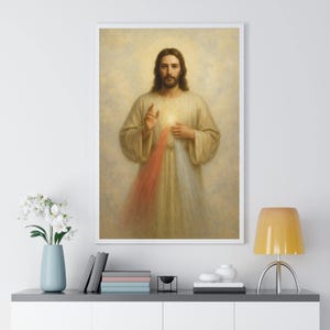 Goddelijke Barmhartigheid afbeelding van Jezus Christus katholiek kunstwerk interieur christelijk geloof heilige kunst cadeau poster kunst