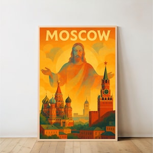 Moscow Travel Poster: Vintage Church Wall Art, Religious Home Decor