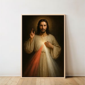 Goddelijke barmhartigheid afbeelding van Jezus Christus afdrukbare katholieke kunstwerken digitale download Home decor christelijk geloof heilige kunst cadeau poster kunst