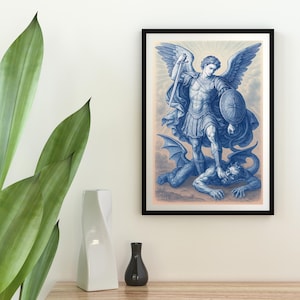 Archangel St Michael Satin Sunrise Edition Poster - Divine Protection Artwork, Home Decor, Spiritual Gift, Wall Art, Unique Gift Idea