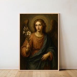 Archangel Gabriel Digital Art Print | Catholic Annunciation Angel Wall Decor | Angelic Defender Series Christian Religious Download