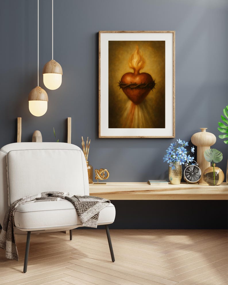 Mercy Rays Sacred Heart of Jesus Print: Catholic Divine Mercy Rays Christian Wall ...