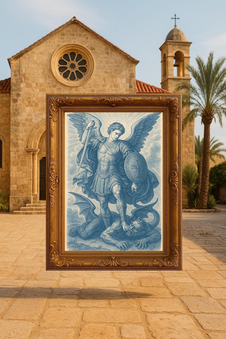 Saint Michael Digital Art Download Chinoiserie Style Art Print ...
