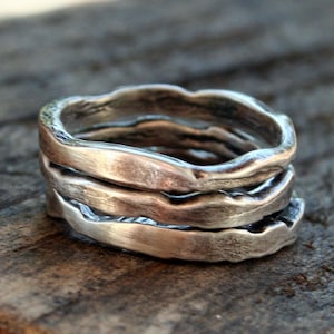 Three Piece Ring Sterling Silver Stacking Ring