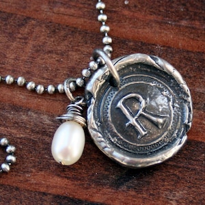 Waxing Poetic Style Old World Seal Necklace Sterling Silver