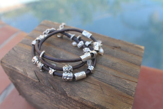 Leather slide bracelet sale