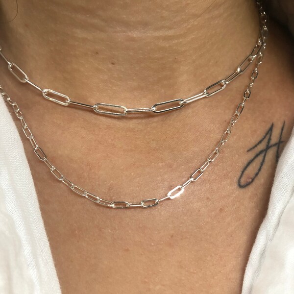 Paperclip Wrap Necklace - Burnished Silver
