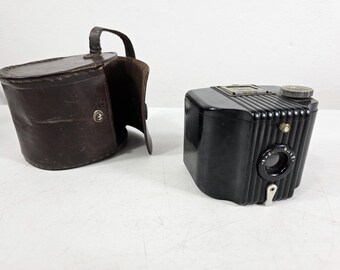 Cámara Kodak Baby Brownie vintage de baquelita con estuche de cuero original / Cámara Art Déco / Cámara de película de colección / Decoración de fotografía retro