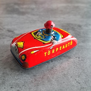 1960s Hungarian Tin Toy Car Torpeautó: Retro Wind-Up Collectible