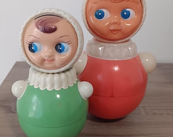 Vintage Russian Nevalyashka Doll, 1960s Wobble Toy with Chime