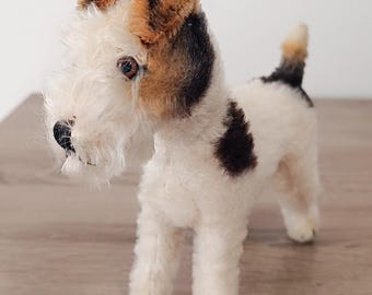 Vintage 1950s Steiff Fox Terrier Plush, Rare 1950s Steiff, Authentic Vintage Stuffed Dog, Limited Edition, Steiff Fox Terrier Plush, Vintage