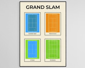 Grand Slam Tennis Poster: Modern Court Decor (Digital Download A0-A5 JPG File)