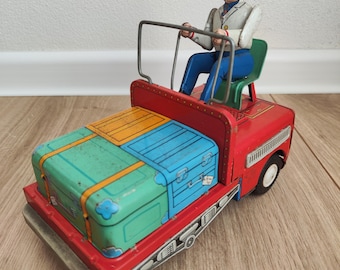Camión de hojalata Masudaya vintage: coleccionable japonés, decoración de los años 50