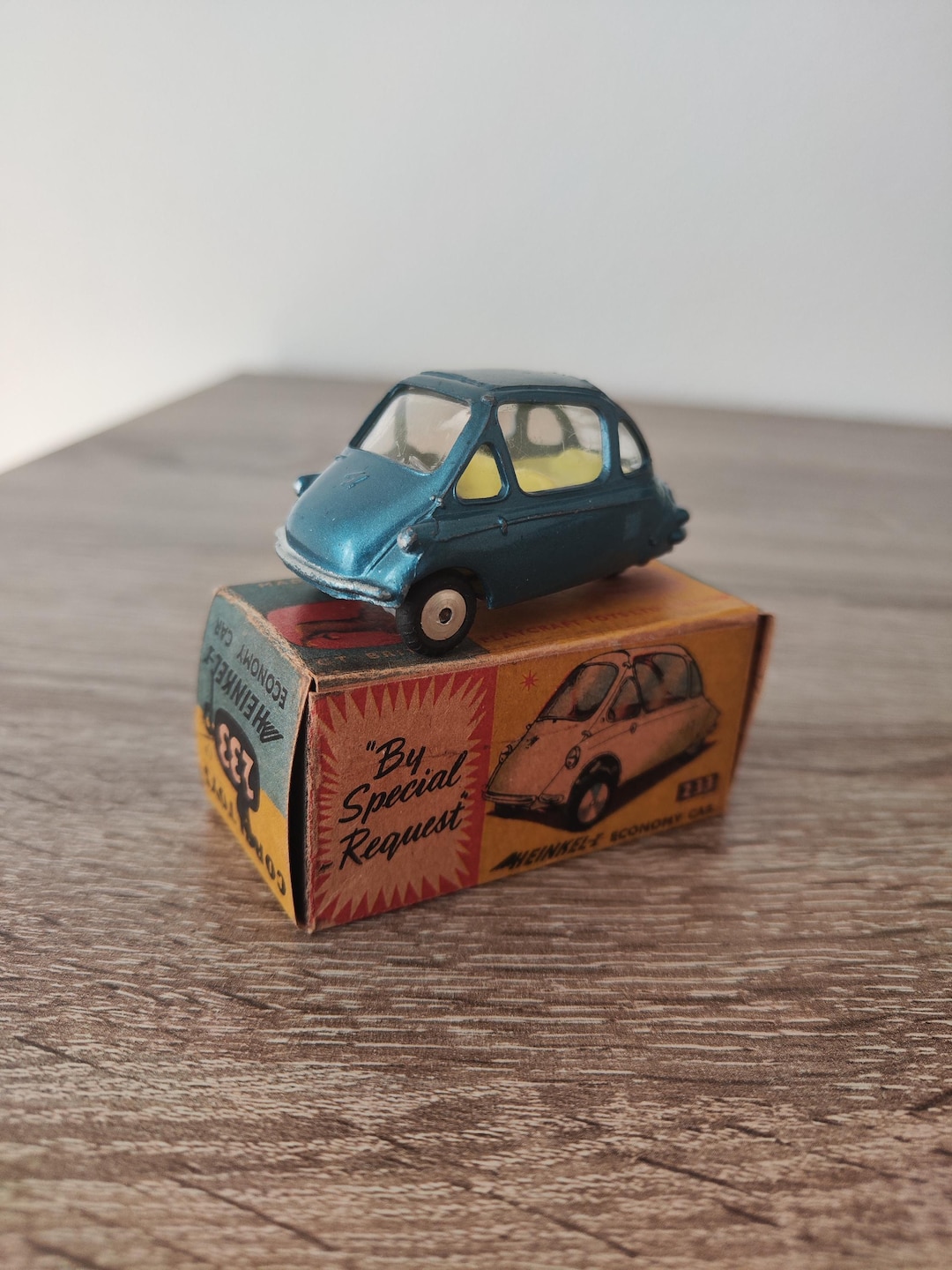 Vintage Corgi Heinkel Economy Car No. 233, Diecast Microcar Bubble
