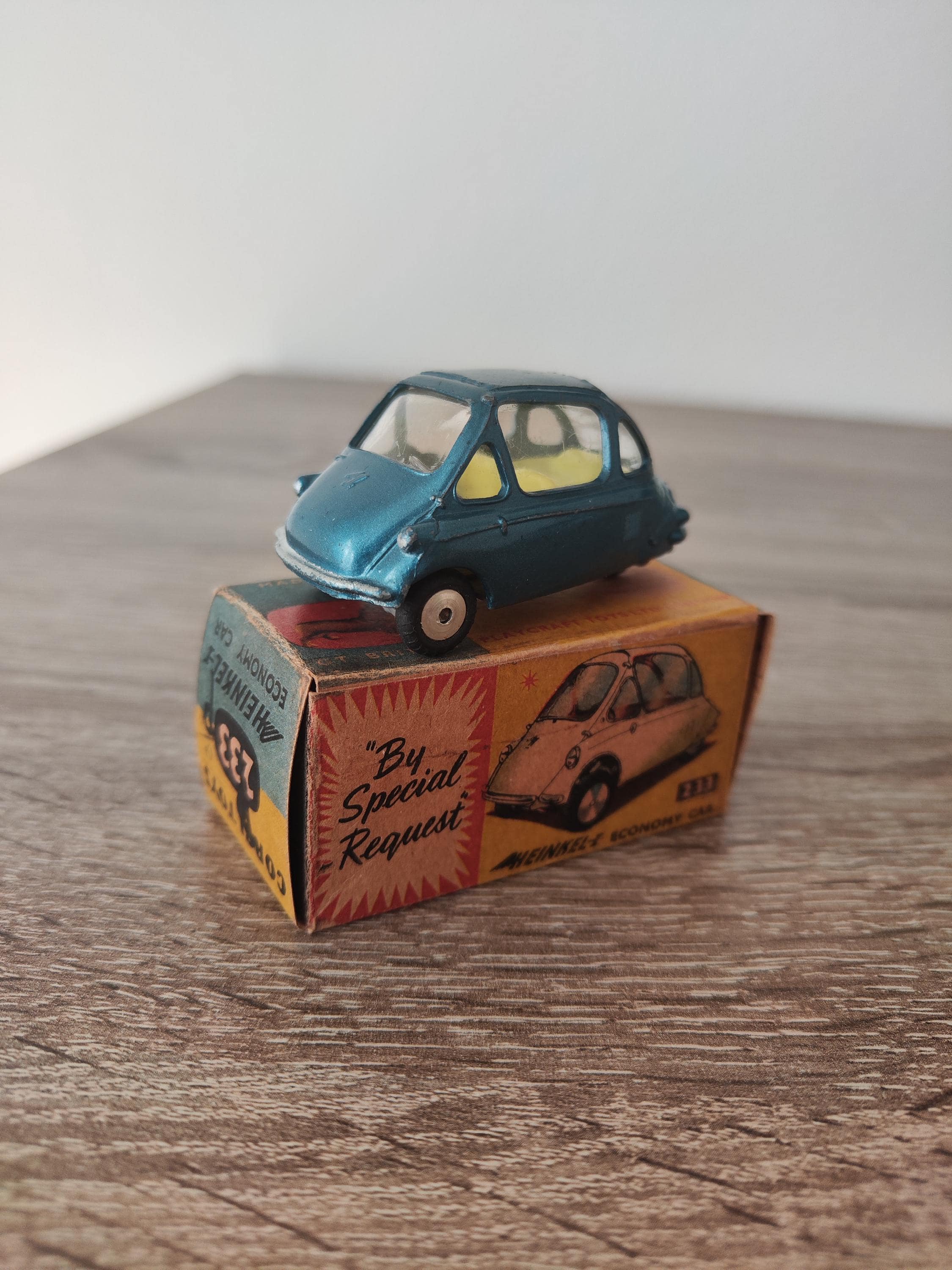 Vintage Corgi Heinkel Economy Car No. 233, Diecast Microcar Bubble