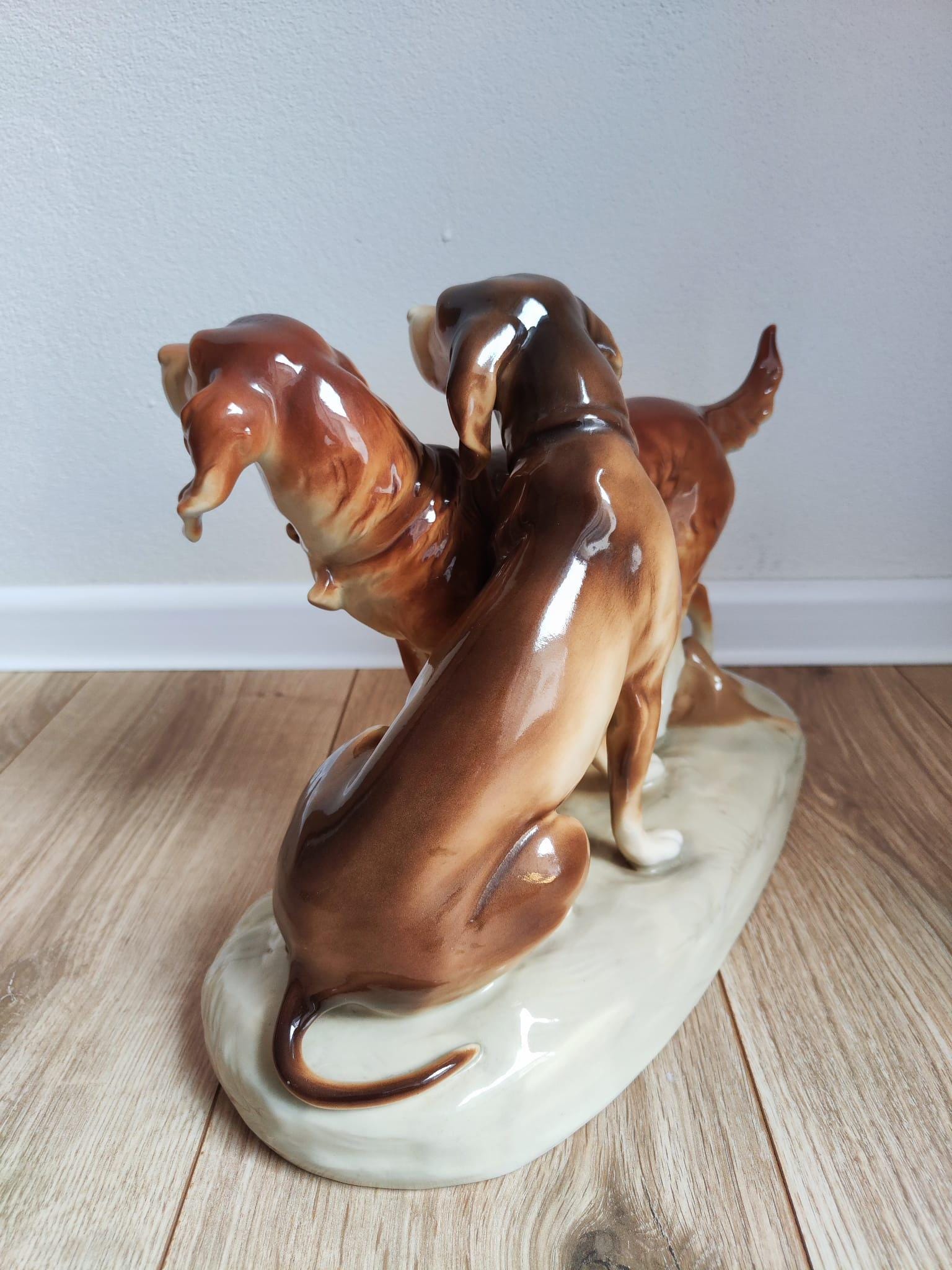 【大型】 Dux ロイヤルデュックス 犬 陶器置物 ハンティングドッグ Royal Dux Vintage Porcelain Hunting Dogs Figurine - Etsy